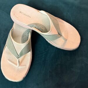 Columbia Nassau Anti Odor Womens Size 7 Green Thong Flip Flops Sandals Slides‎